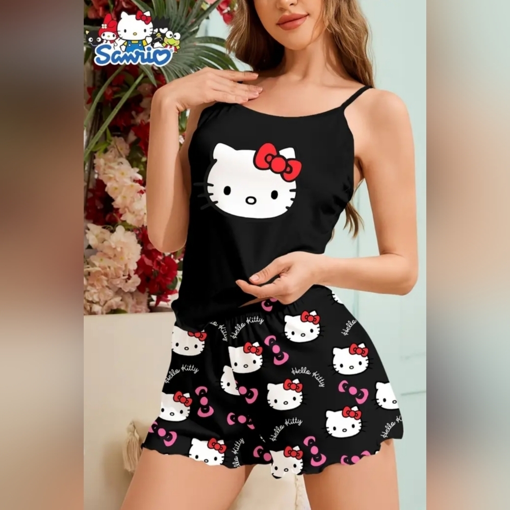 NEW Black Hello Kitty Women's Summer Sleepwear Set (#1,263)